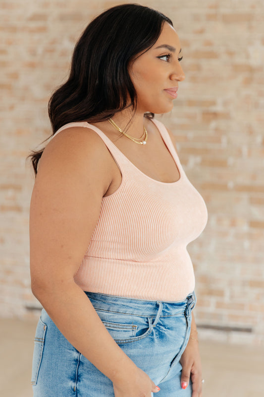 Fundamentals Ribbed Seamless Reversible Tank in Peach Ave Shops