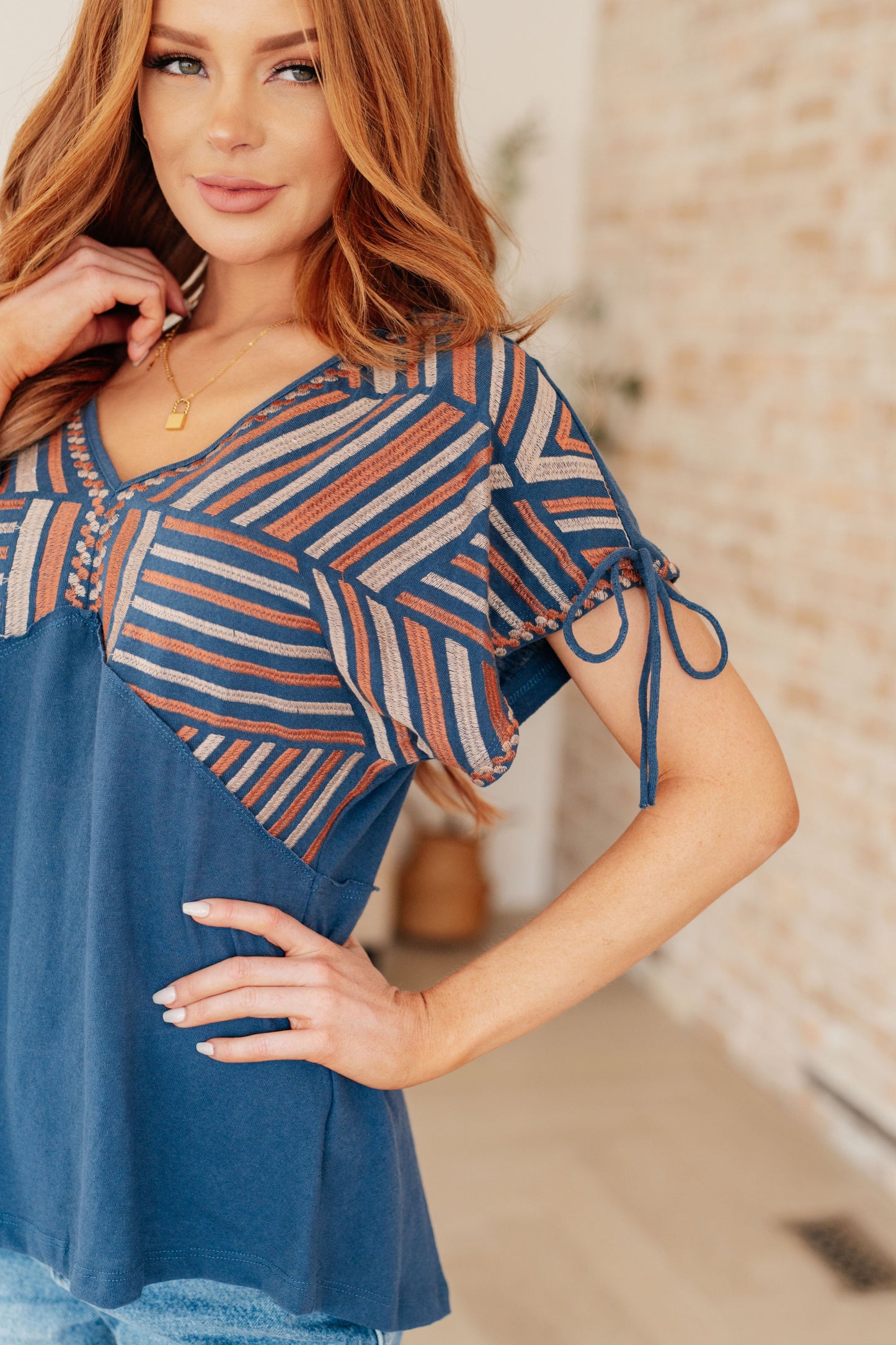 Greece Lightning V-Neck Blouse Ave Shops