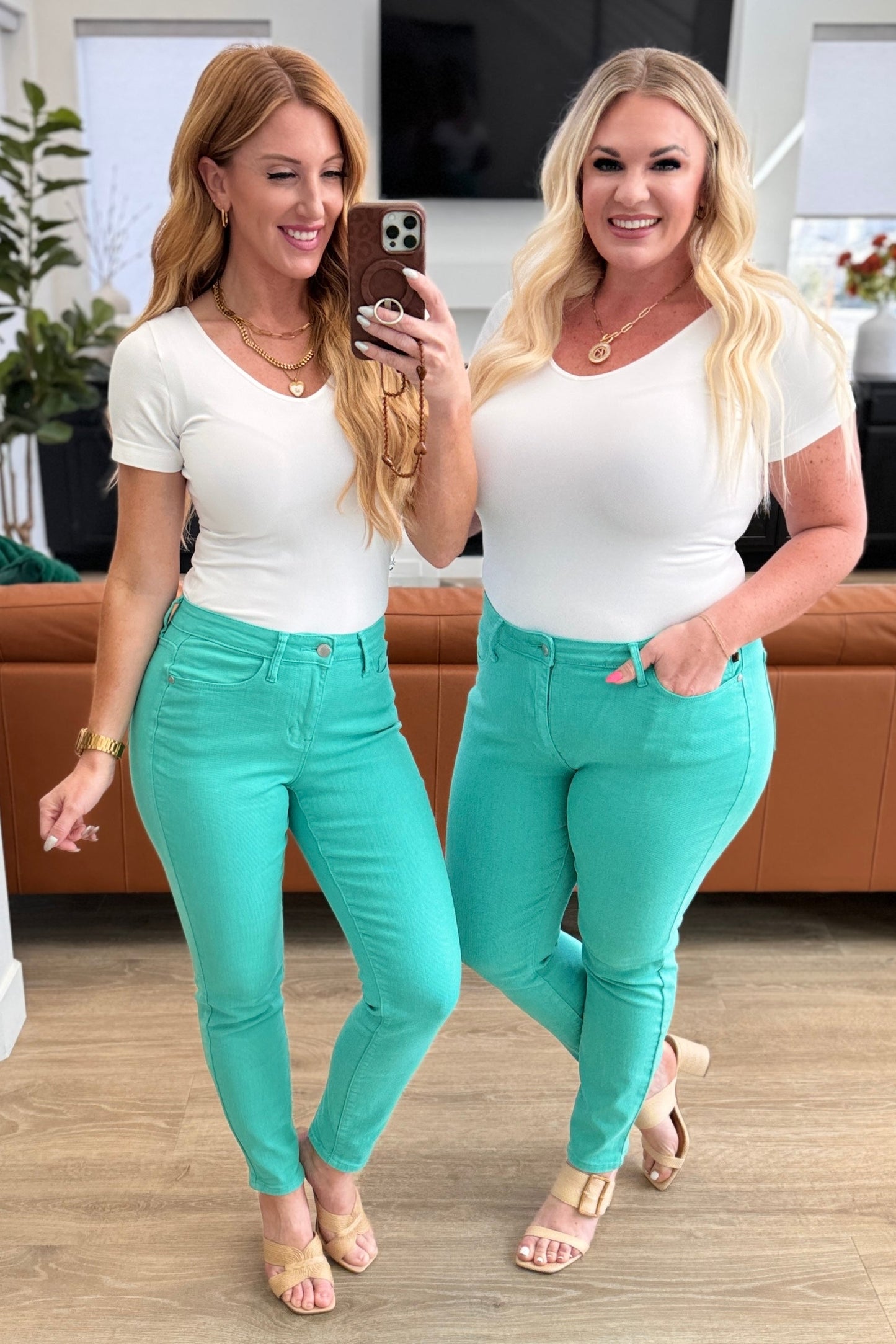 Bridgette High Rise Garment Dyed Slim Jeans in Aquamarine Ave Shops