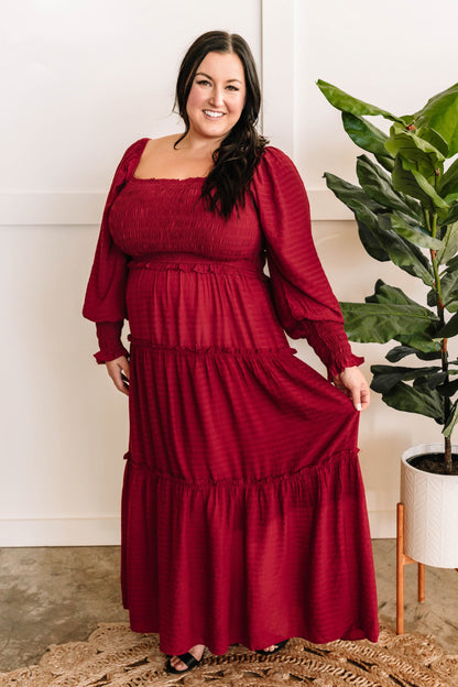 12.4 Tiered Maxi Dress With Smocking Detail In Holly Kiwidrop