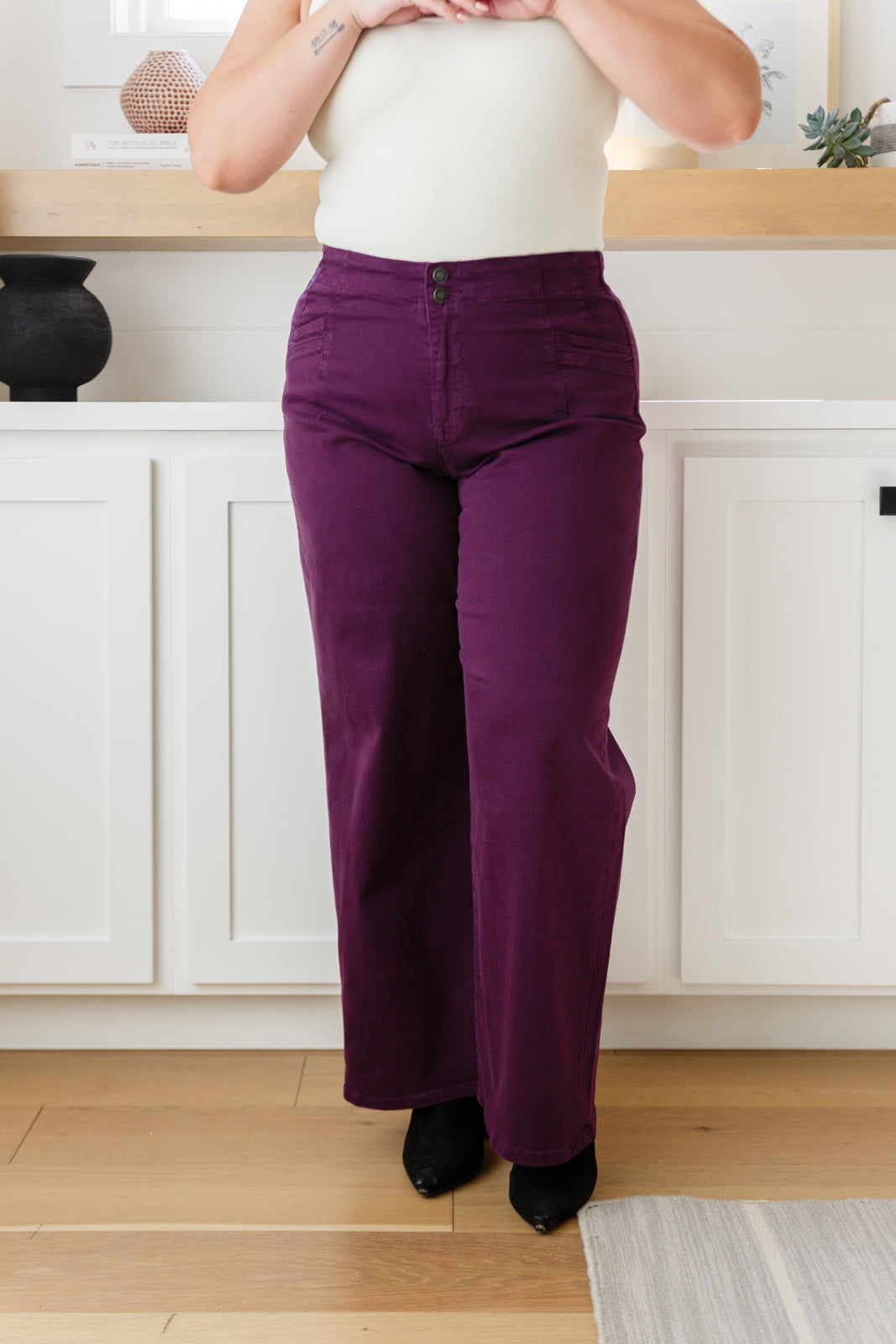 Petunia High Rise Wide Leg Jeans in Plum Ave Shops