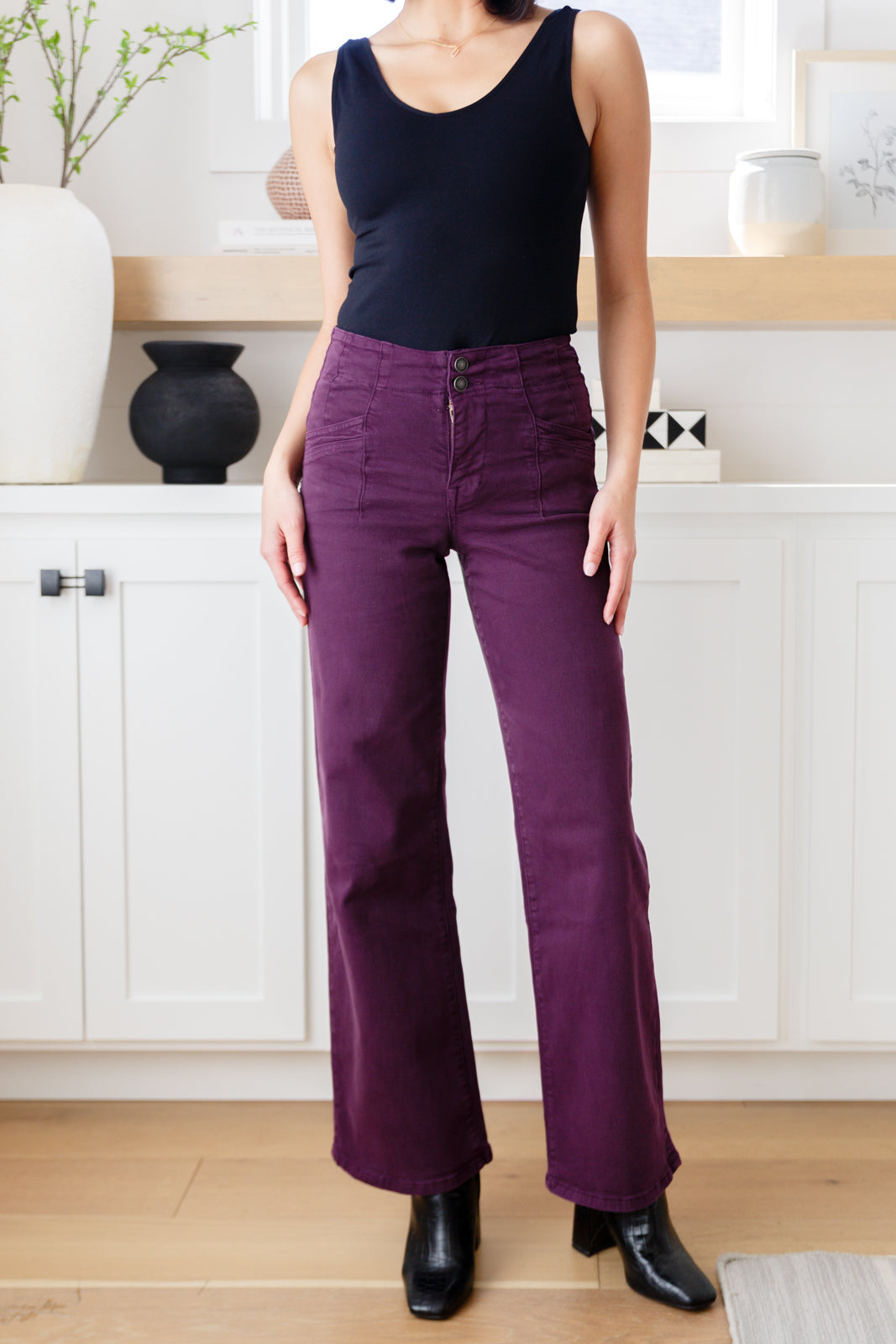 Petunia High Rise Wide Leg Jeans in Plum Ave Shops