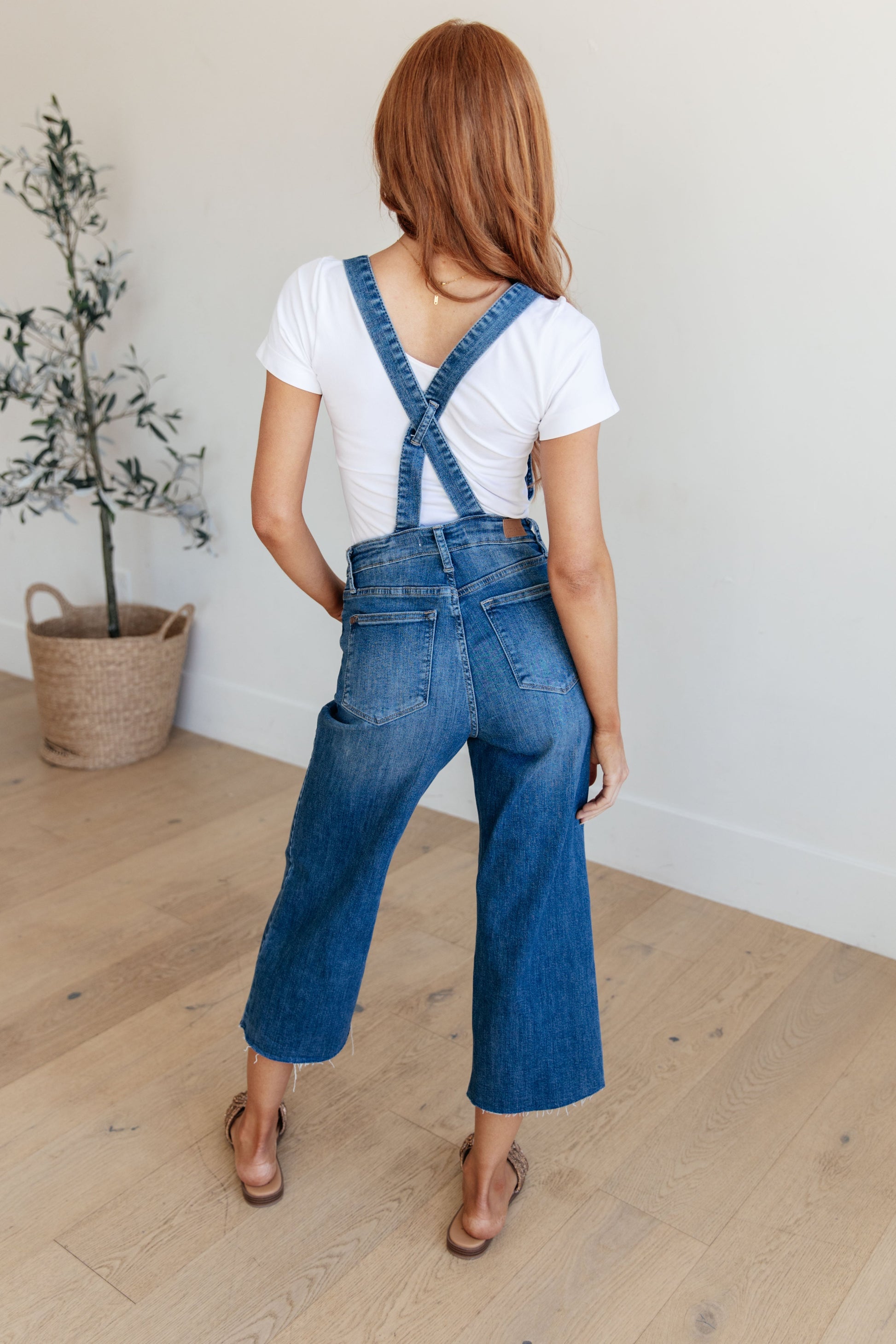 Priscilla High Rise Crop Wide Leg Denim Overalls Ave Shops