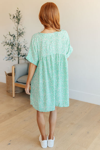 Rodeo Lights Dolman Sleeve Dress in Mint Floral Ave Shops