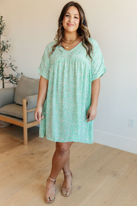 Rodeo Lights Dolman Sleeve Dress in Mint Floral Ave Shops