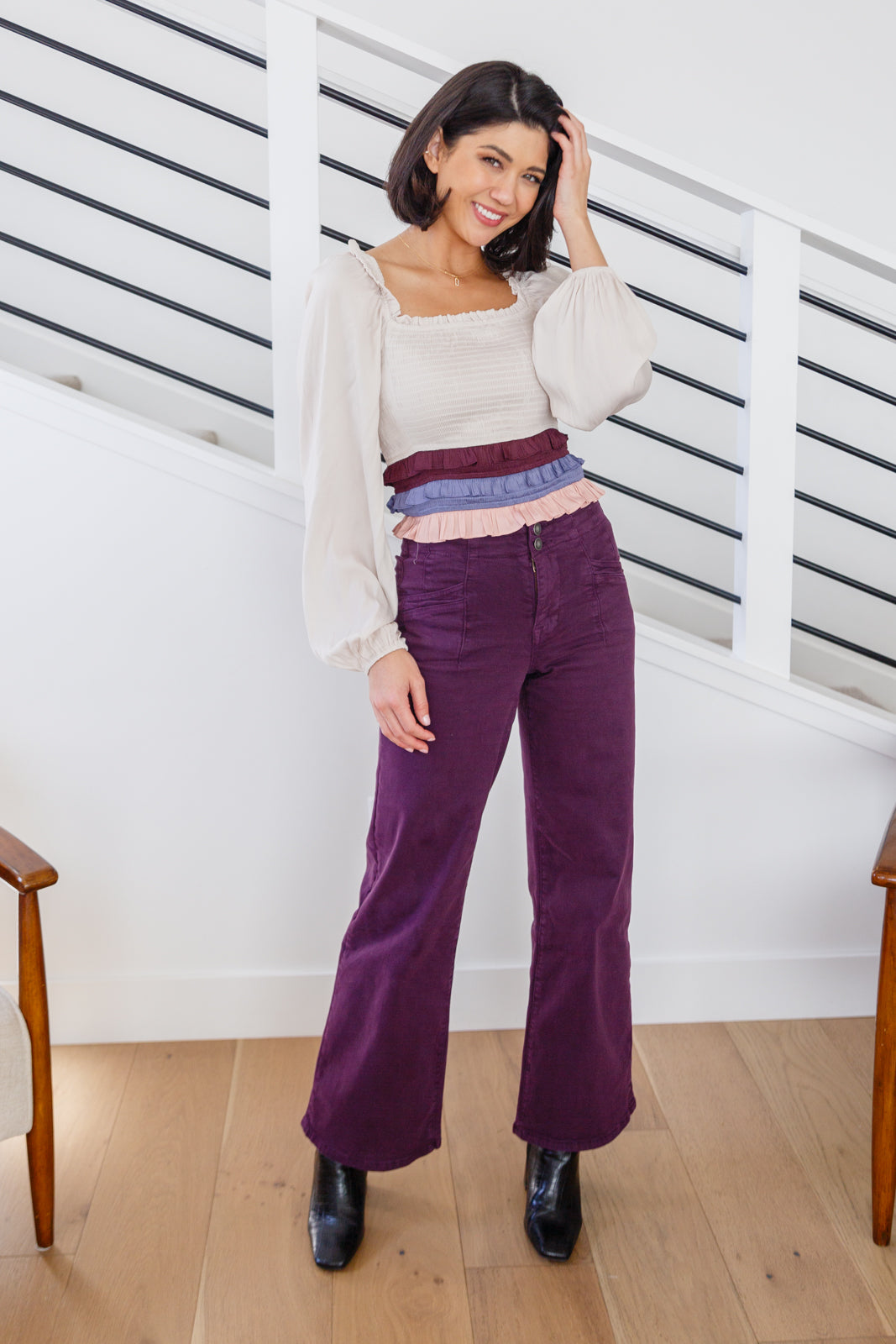 Petunia High Rise Wide Leg Jeans in Plum Ave Shops