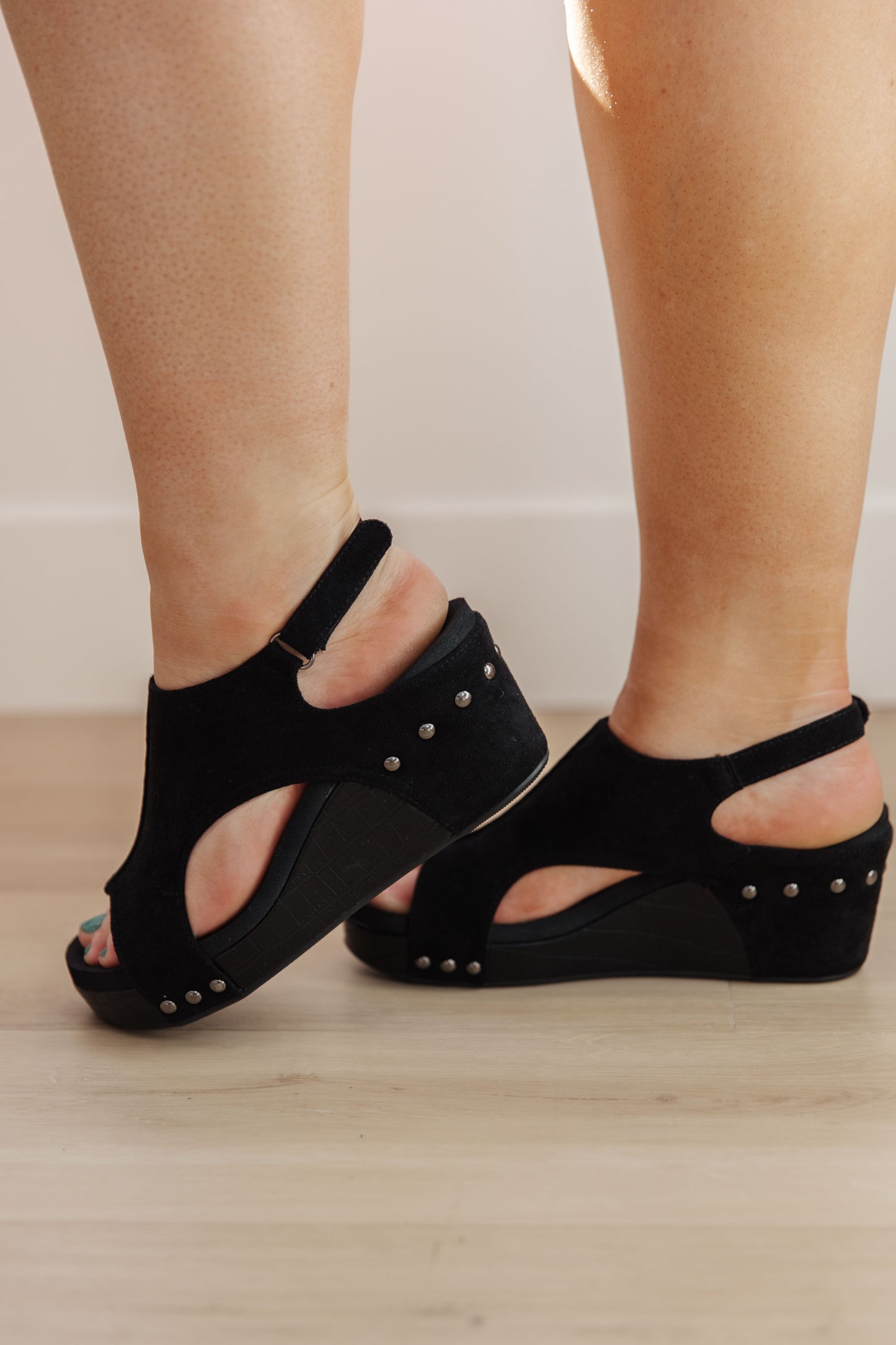 Walk This Way Wedge Sandals in Black Suede Ave Shops