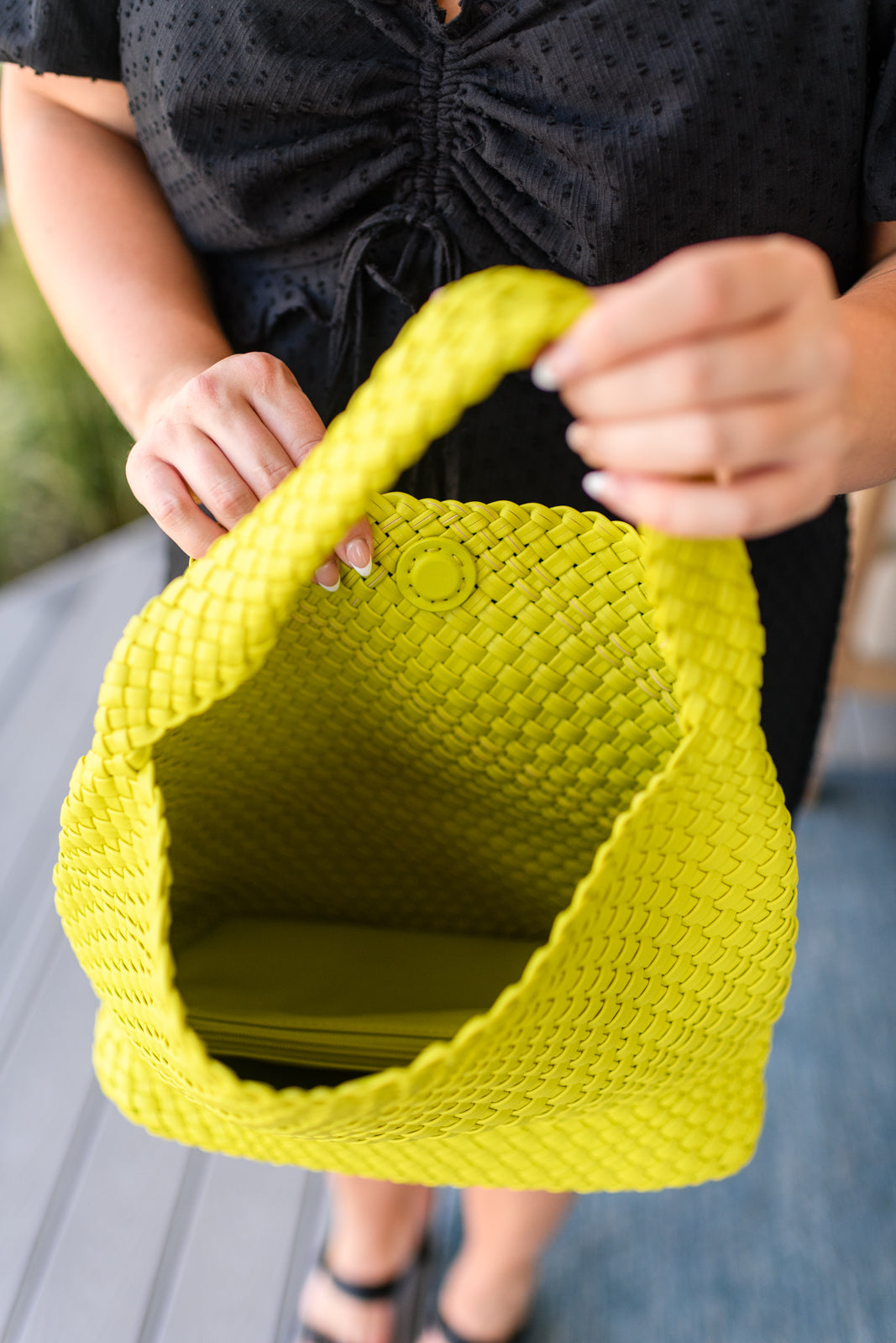 Woven and Worn Tote in Citron Ave Shops