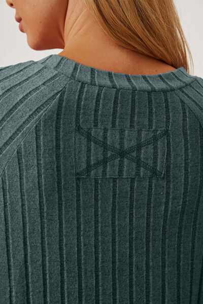 Basic Bae Full Size Ribbed Thumbhole Sleeve T-Shirt Trendsi
