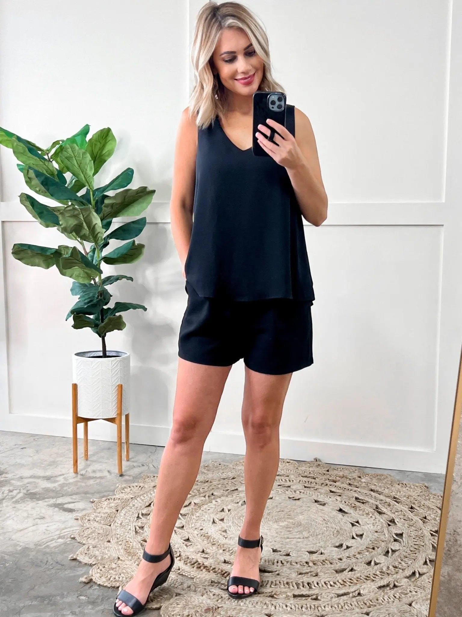 Black Pleated Dressy Shorts With Pockets - The Magnolia Cottage Boutique