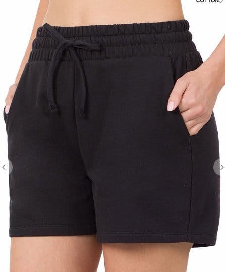 Black Terry Drawstring Shorts The Magnolia Cottage Boutique