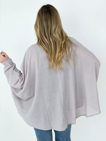 Easel Textured Cotton Linen Oversized Top Kiwidrop