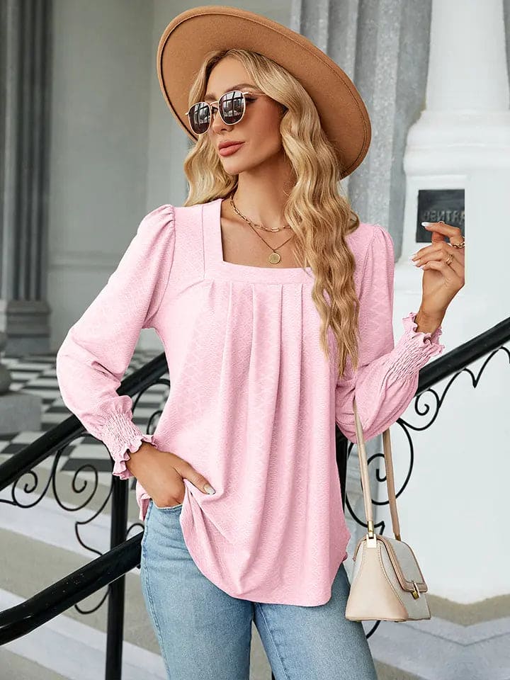 Square Neck Puff Sleeve Blouse Trendsi