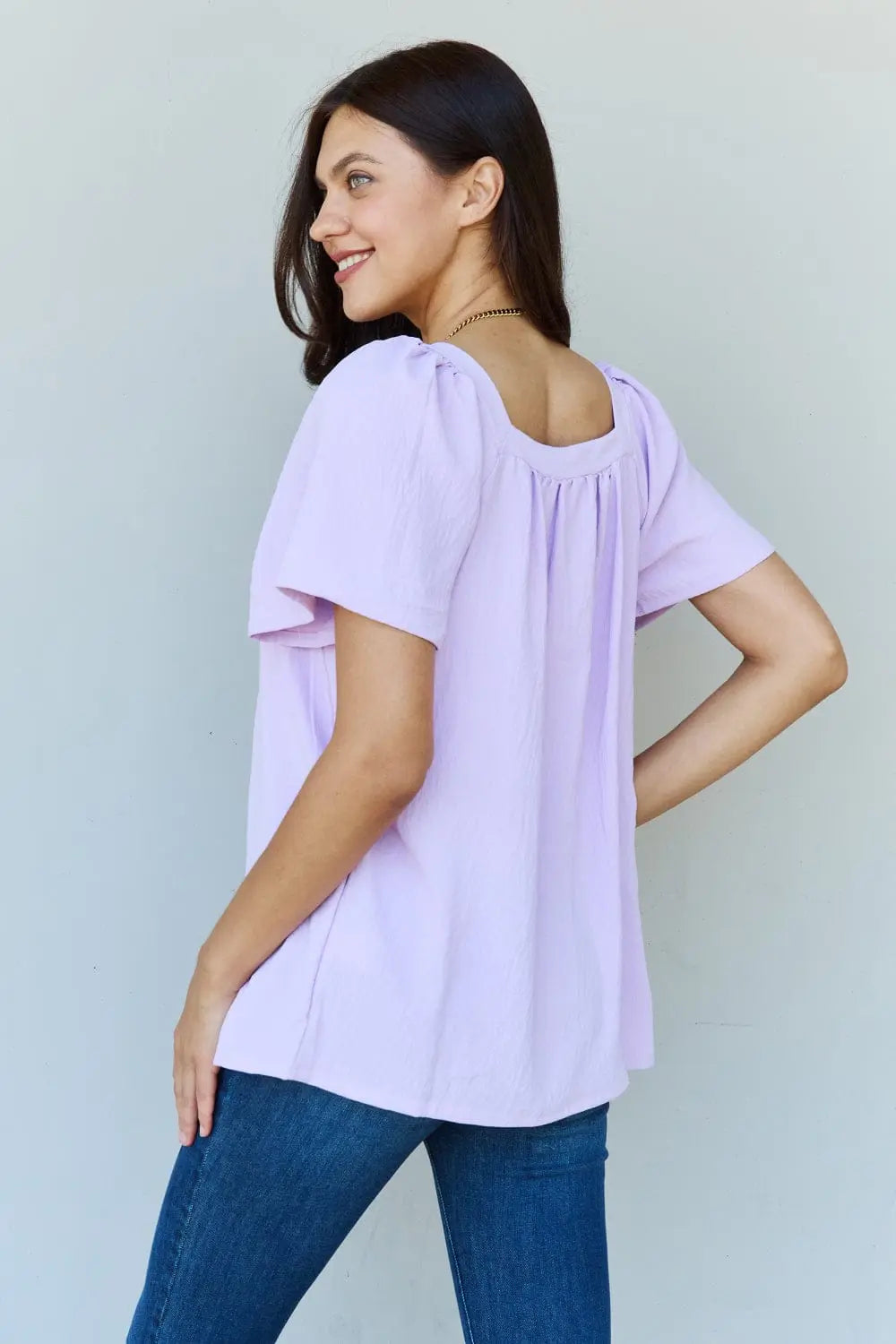 Square Neck Short Sleeve Blouse | Women's Blouses | Trendy Fashion