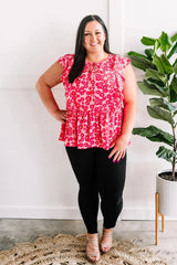 Emily Wonder Tie Front Ruffle Blouse In Retro Pink Florals - The Magnolia Cottage Boutique