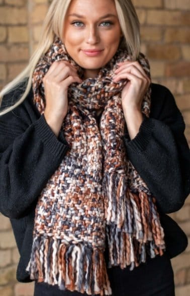 Grey Brown Loom Woven Scarf - The Magnolia Cottage Boutique
