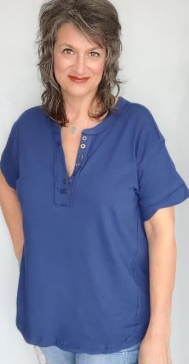 Light Navy short sleeve top The Magnolia Cottage Boutique