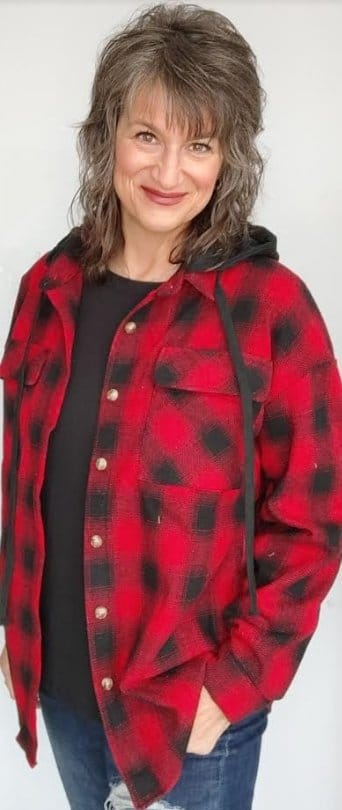 Michelle Mae Red Plaid Hooded Jacket The Magnolia Cottage Boutique