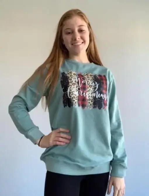 Mint Merry Christmas Sweatshirt The Magnolia Cottage Boutique