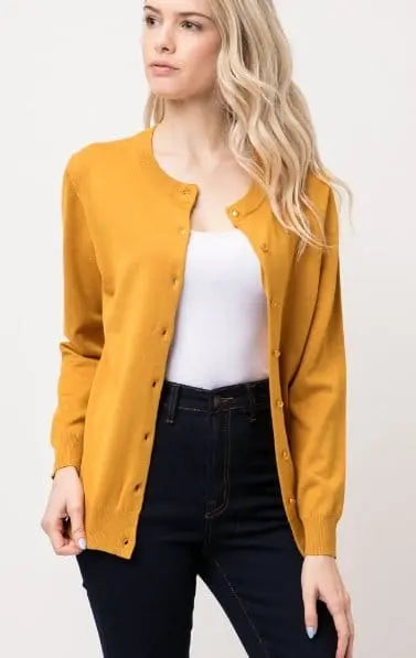 Mustard Button Down Cardigan - The Magnolia Cottage Boutique
