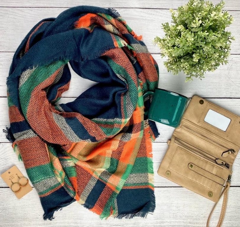 Navy Fall Mix Blanket Scarf The Magnolia Cottage Boutique