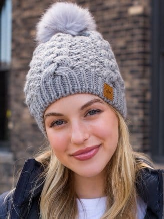 Panache Grey Cable Knit Pom Hat The Magnolia Cottage Boutique