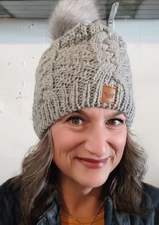 Panache Grey Cable Knit Pom Hat The Magnolia Cottage Boutique