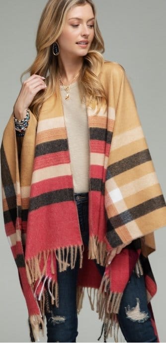 Plaid Poncho with Tassel The Magnolia Cottage Boutique