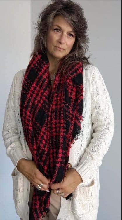 Red and Black plaid blanket scarf The Magnolia Cottage Boutique