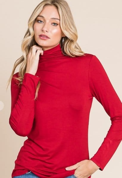 Red Cowl Neck Long Sleeve Top The Magnolia Cottage Boutique