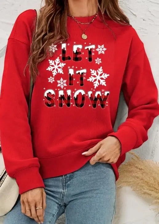 Red Let it Snow Graphic Sweatshirt The Magnolia Cottage Boutique