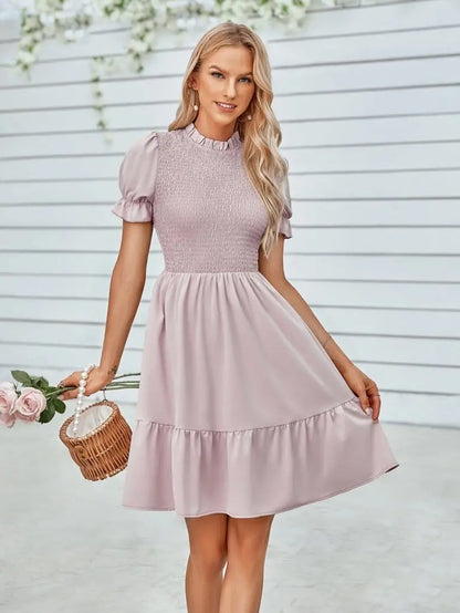 Smocked Short Sleeve Flounce Dress - The Magnolia Cottage Boutique