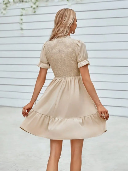 Smocked Short Sleeve Flounce Dress - The Magnolia Cottage Boutique