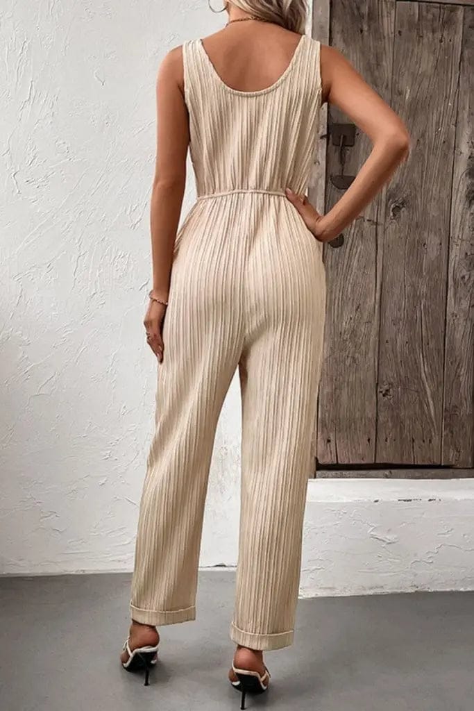 Textured Sleeveless Jumpsuit with Pockets - The Magnolia Cottage Boutique